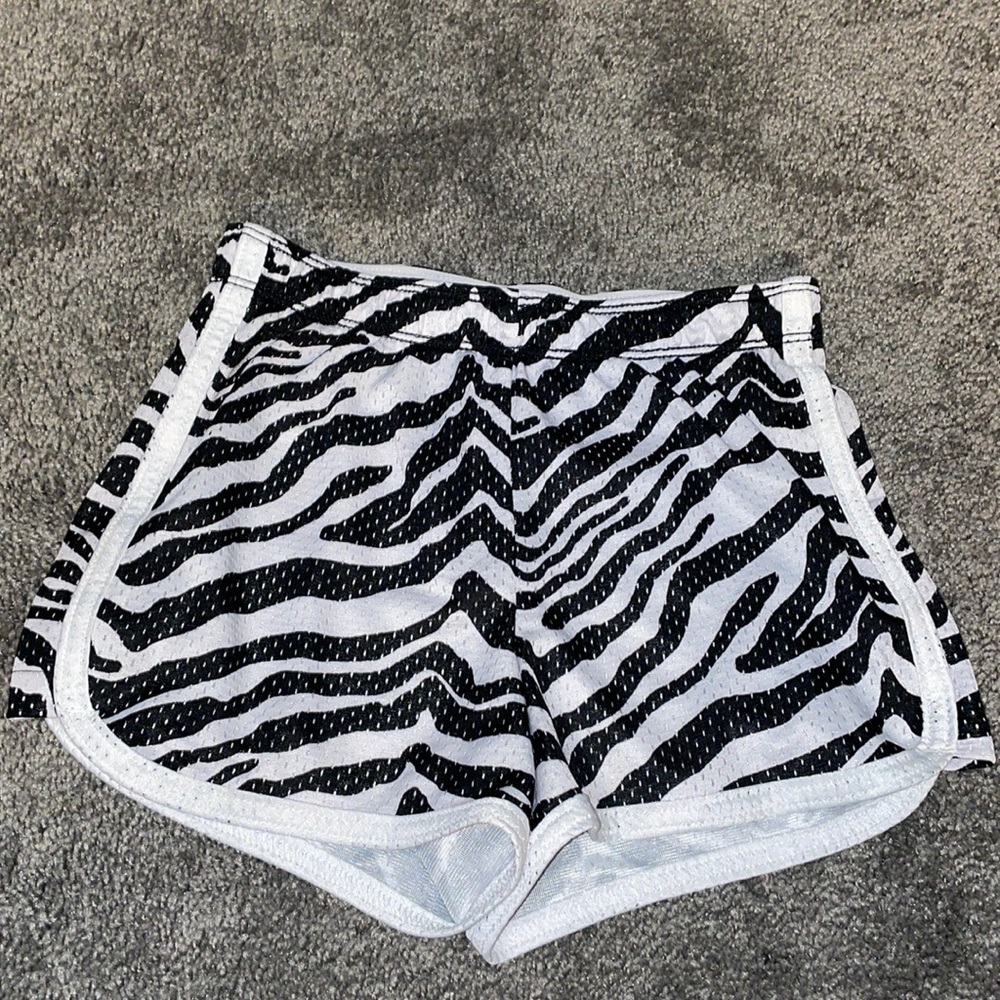 Justice black and white zebra print shorts